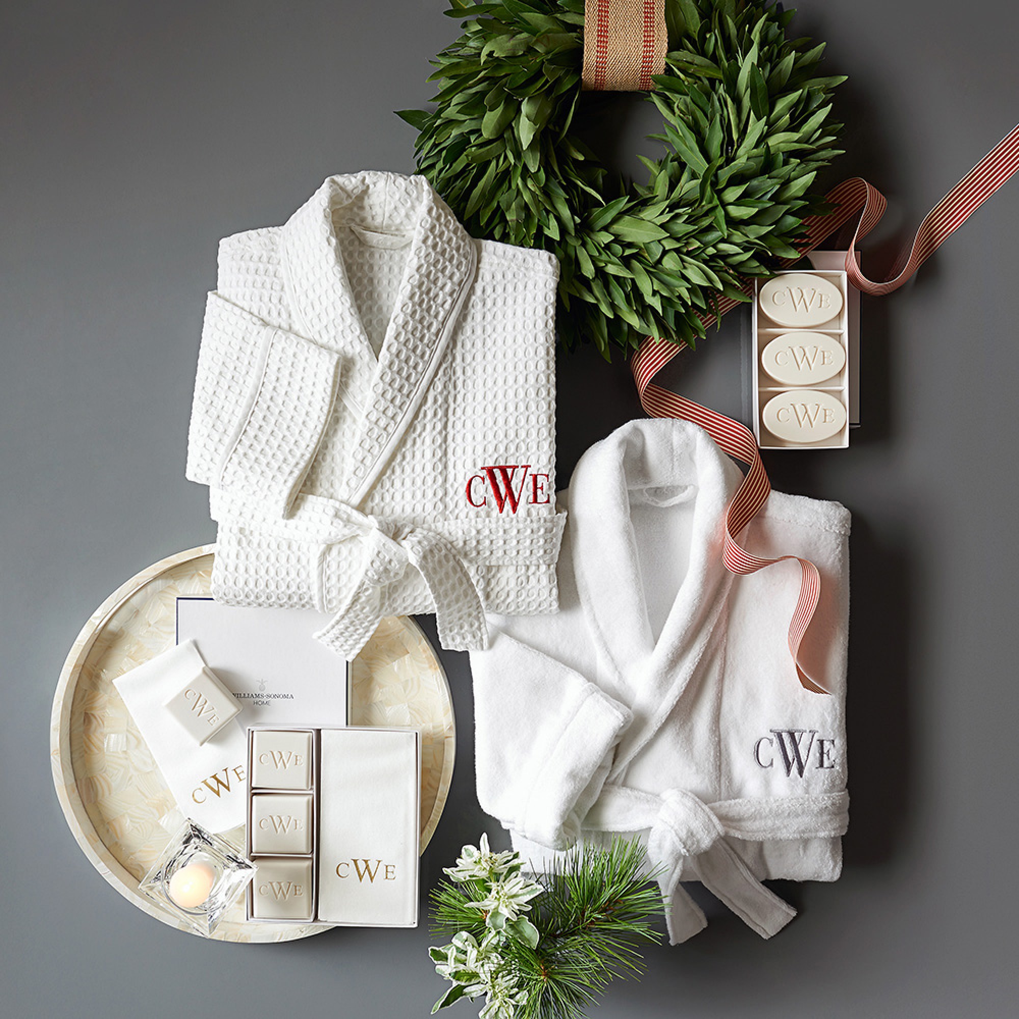 Williams Sonoma Home Monogrammed Soap & Towel Gift Set