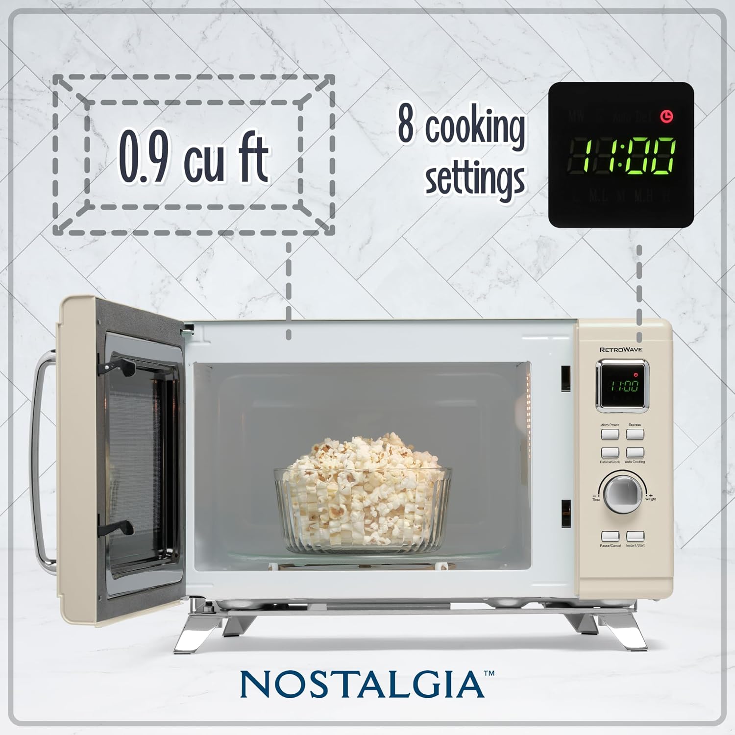 Nostalgia Retro Compact Countertop Microwave Oven - 0.7 Cu. Ft. - 700-Watts with LED Digital Display - Child Lock - Easy Clean Interior - Aqua