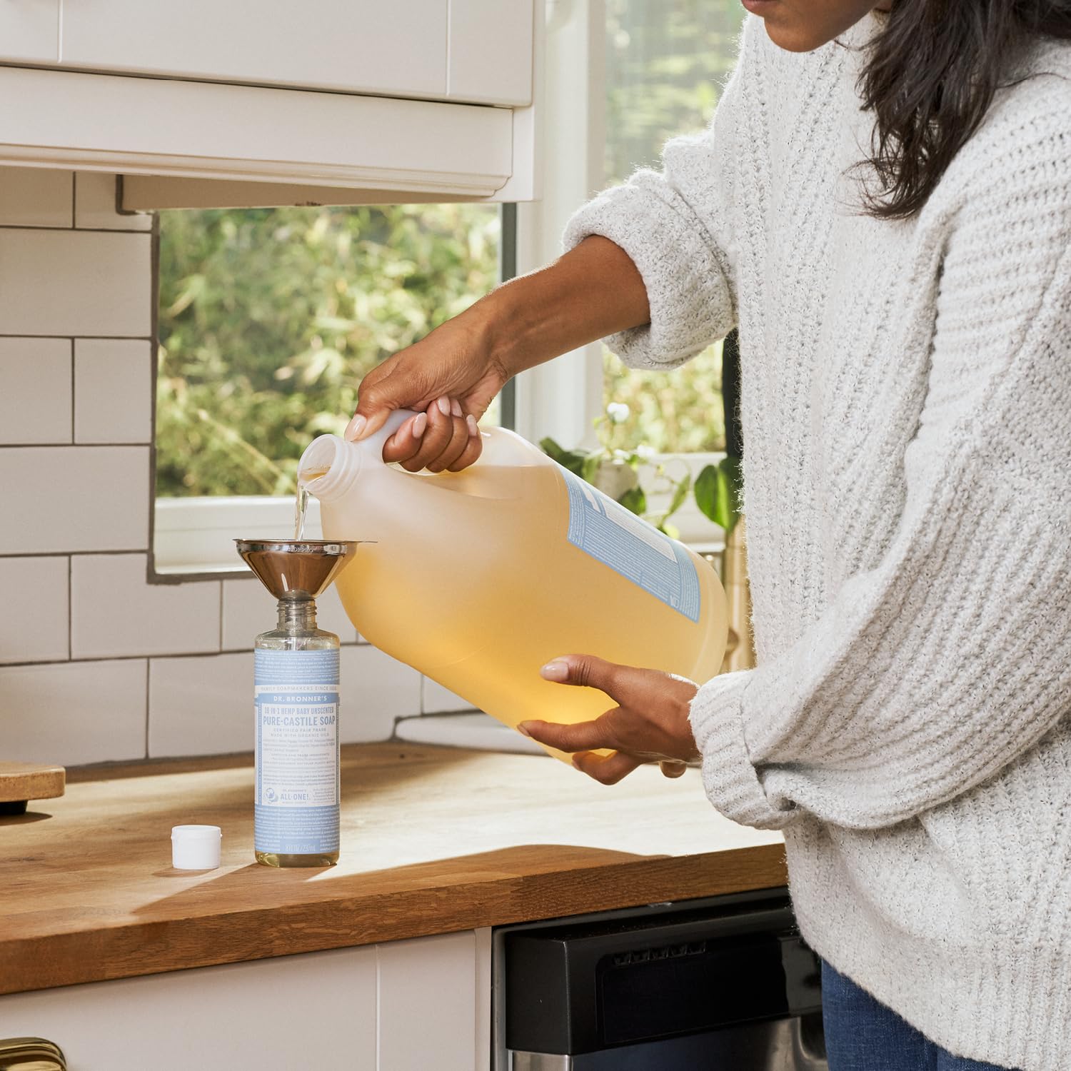 Dr. Bronner's - Pure-Castile Liquid Soap (Baby Unscented, 8 Ounce) - Made with Organic Oils, 18-in-1 Uses: Face, Hair, Laundry, Dishes, For Sensitive Skin, Babies, No Added Fragrance, Vegan, Non-GMO