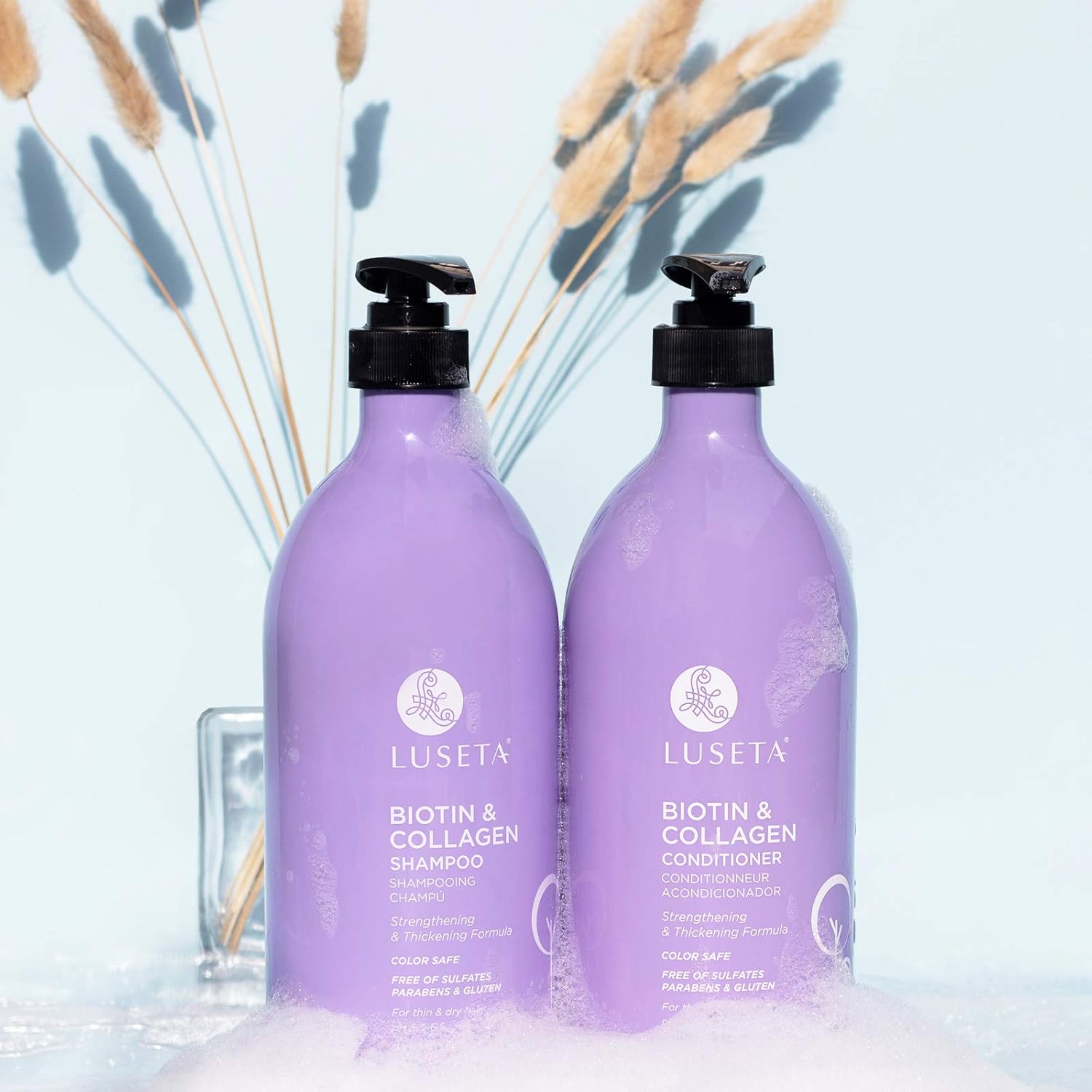 Luseta Biotin Shampoo and Conditioner for HairGrowth - Thickening Shampoo for Thinning Hair andHair Loss - Infused with Argan Oil to Repair DamagedDry Hair - Sulfate Free Paraben Free-2 x 16.9 fl oz