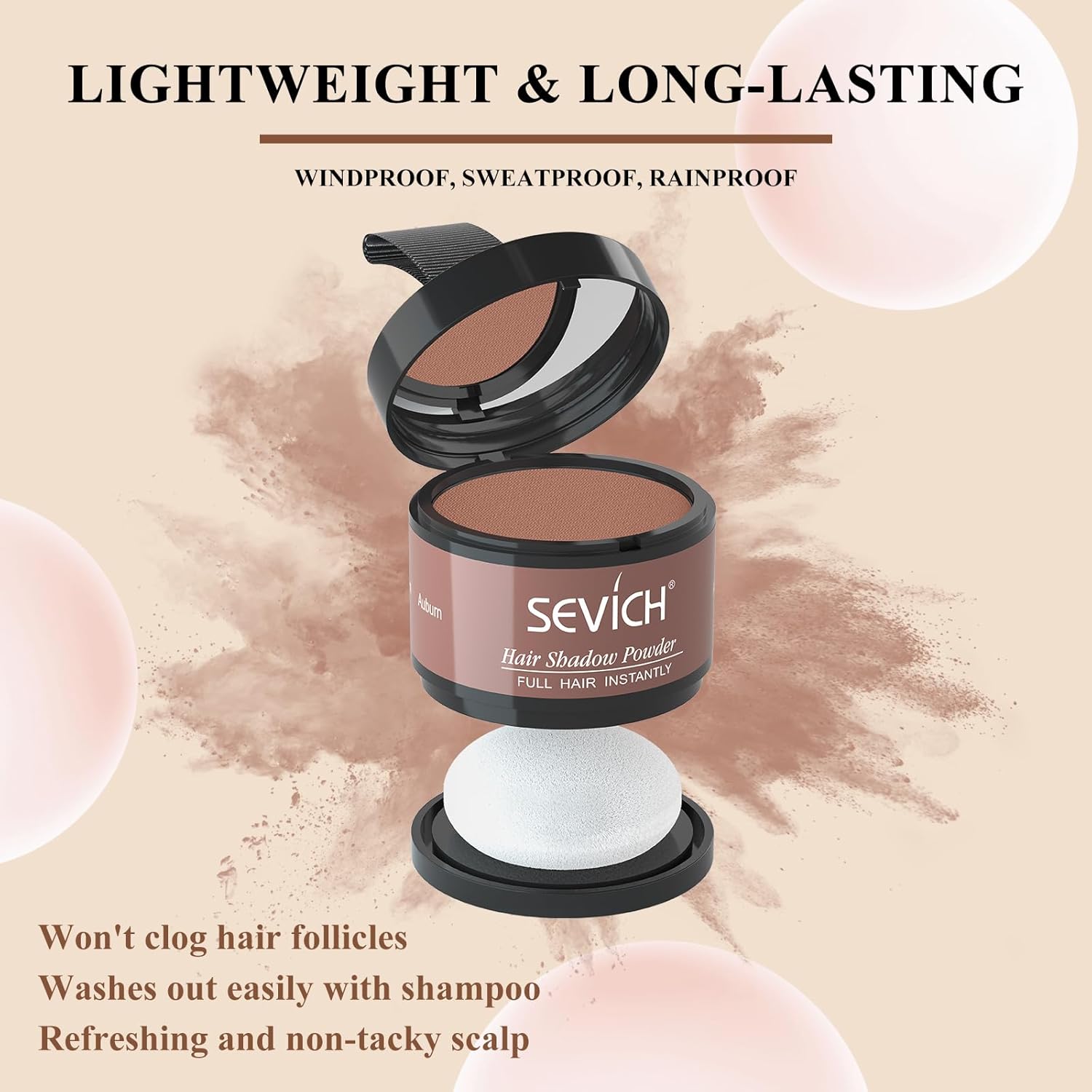 Sevich Hairline Powder，Instantly Conceals Hair Loss, Root Touch up Powder, Hair Shadow Toppers for Women & Men, Touch Up for Thinning Gray Hair, Windproof & Sweatproof, Dark Brown