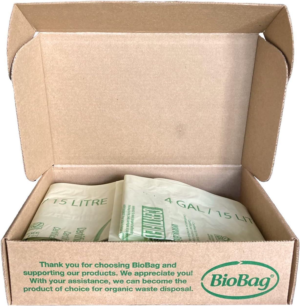 BioBag (USA), The Original Compostable Bag, 2.6 Gallon, 100 Total Count, 100% Certified Compostable Kitchen Food Scrap Bags, Kitchen Compost Bin Compatible