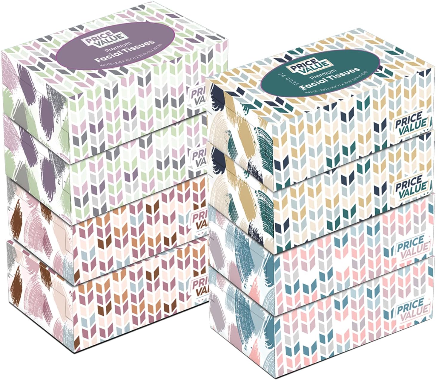 Premium Facial Tissues 230 Sheets Per Box 8 Boxes. Soft Gentle and Durable in A Stylish Box - 1,840 Sheets