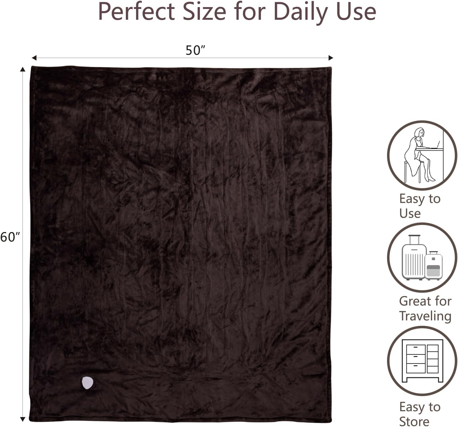 Tefici Electric Heated Blanket Throw, Super Cozy Soft 2-Layer Flannel 50