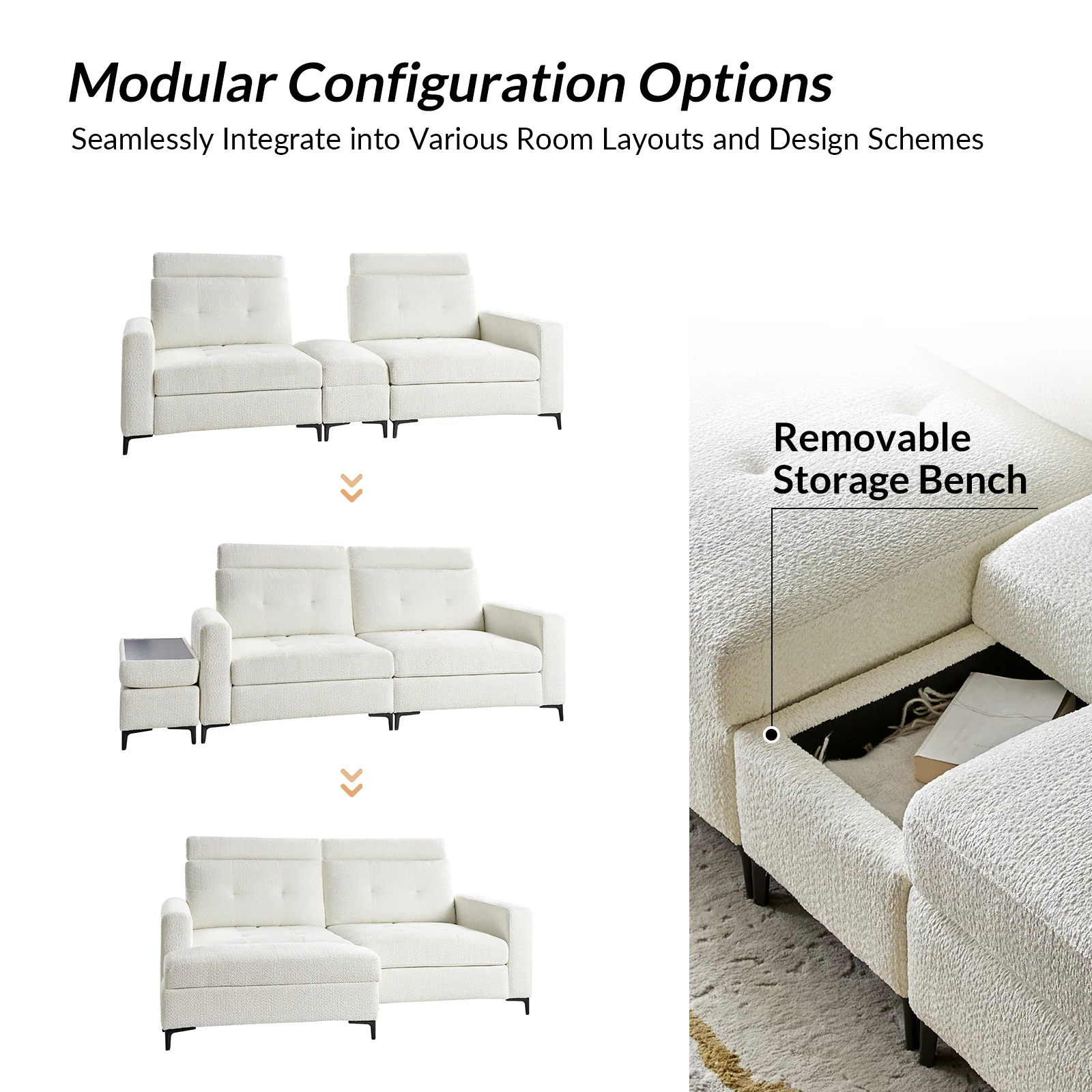 Constantin Modern Storage Button-Tufted Sectional Sofa with Adjustable Backrest