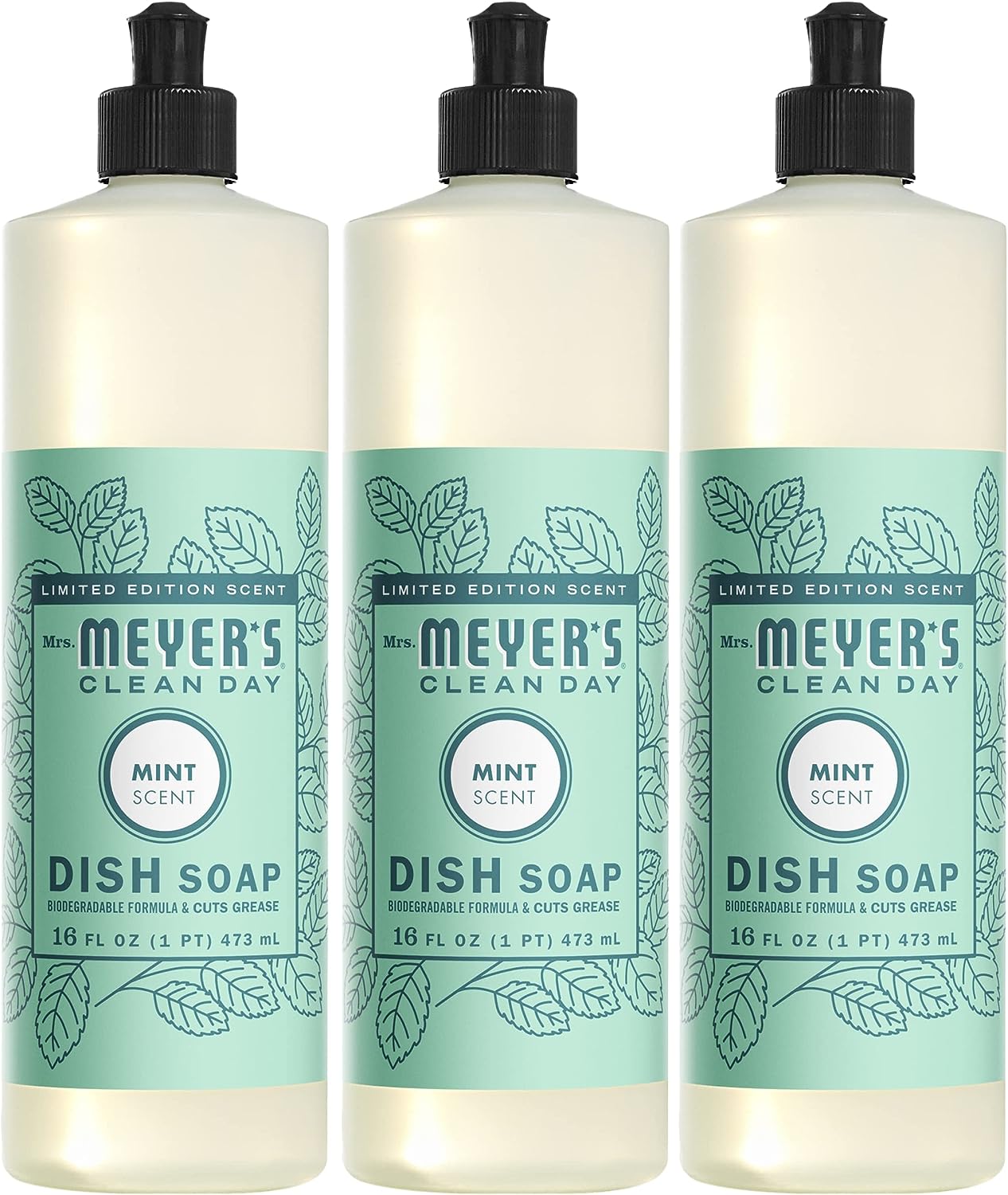 Mrs. Meyer's Liquid Dish Soap, Biodegradable Formula, Lemon Verbena, 16 Fl. Oz - Pack Of 3