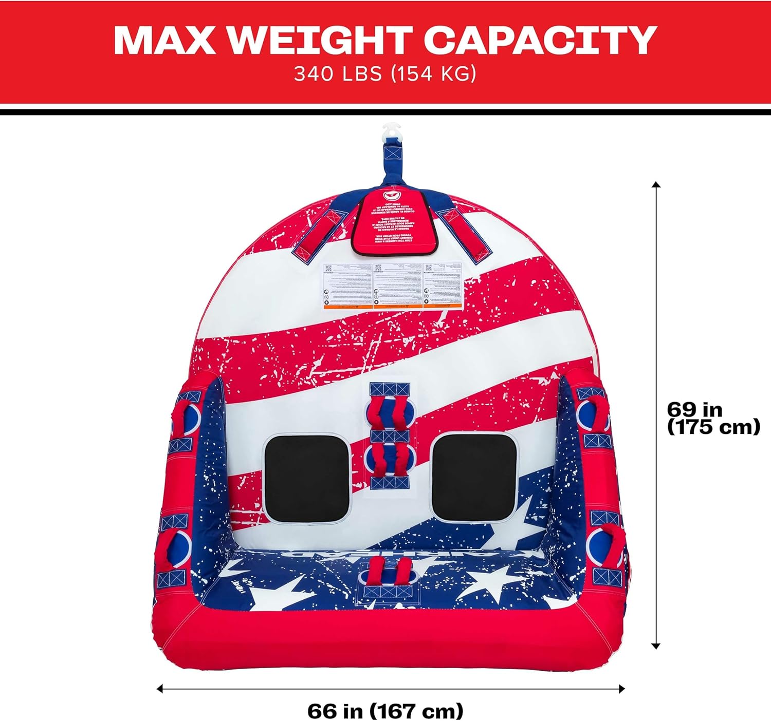 Airhead Mable Inflatable Towable Tube, 1-4 Rider Models, Dual Tow Points, Full Nylon Cover, EVA Foam Pads, Patented Speed Valve, Boat Tubes and Towables