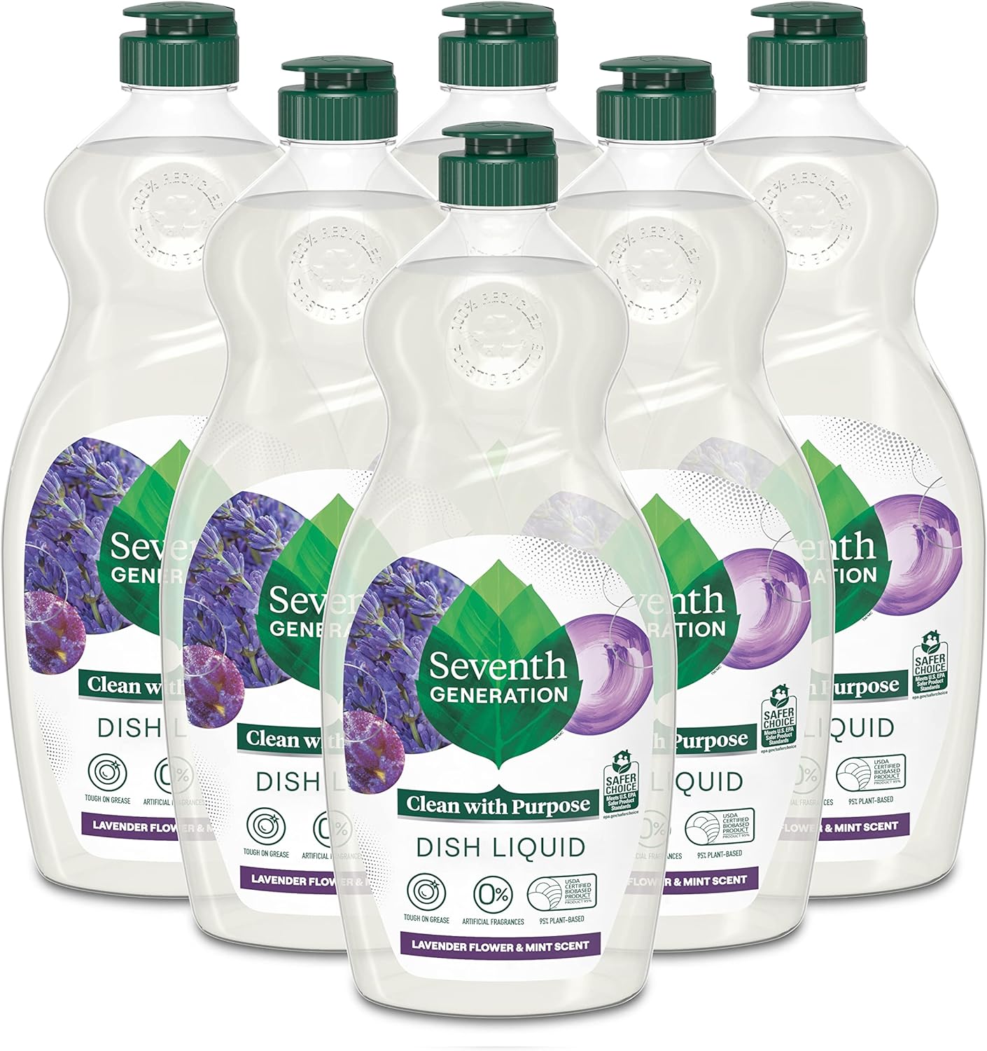 Seventh Generation Dish Soap Liquid, Fragrance Free, 19 oz, Pack of 6