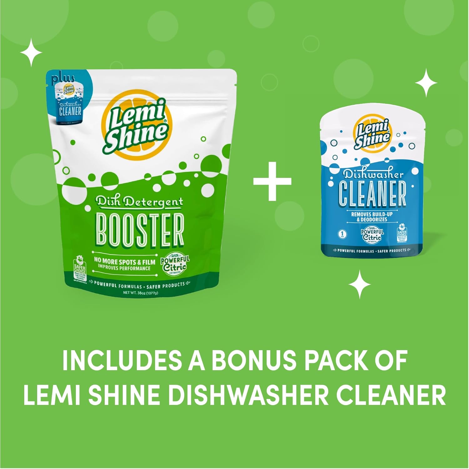 Lemi Shine Dish Detergent Booster, Hard Water Stain Remover, Multi-Use Citric Acid Cleaner (1.5 Pound (Pack of 2))