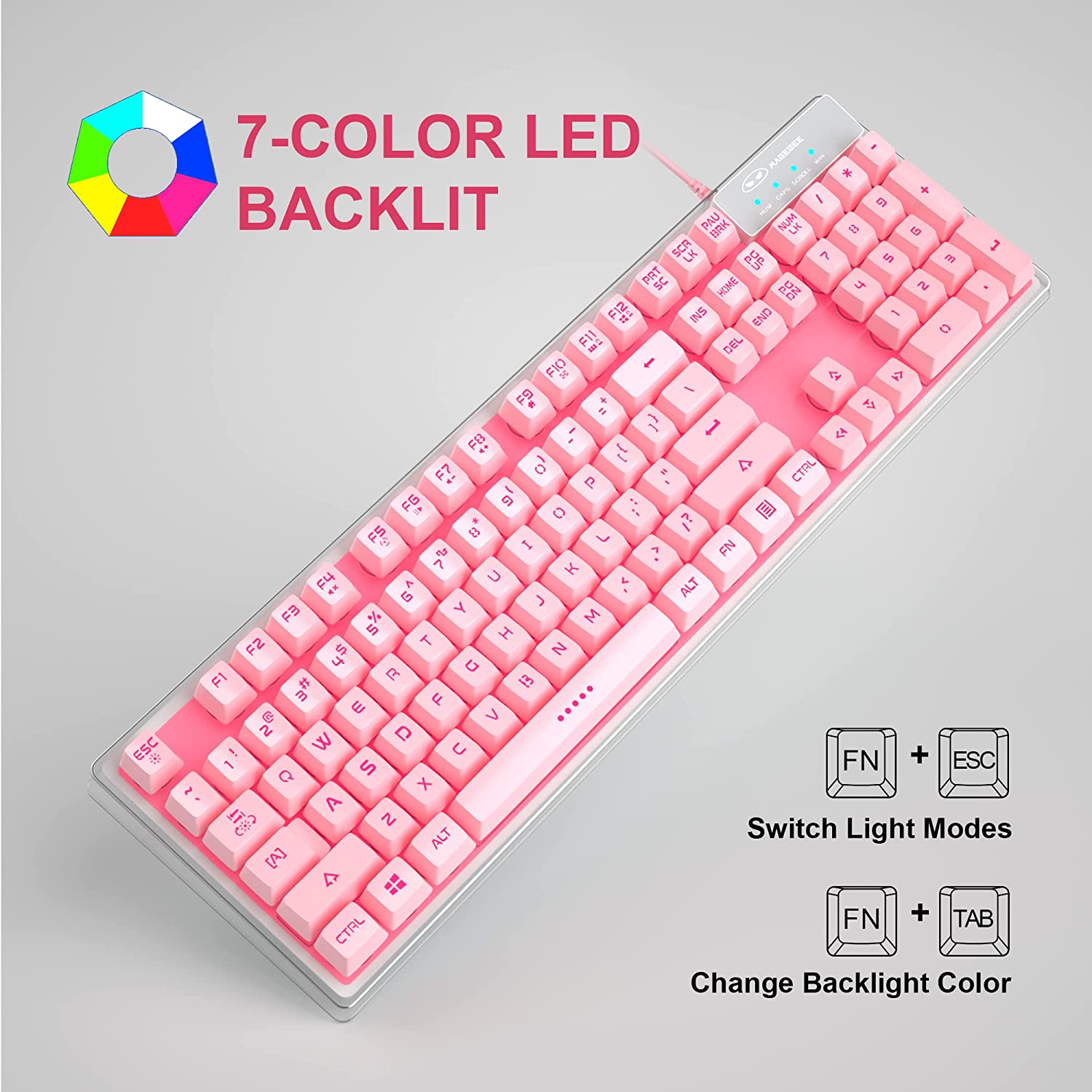 Gaming Keyboard and Mouse Combo, K1 RGB LED Backlit Keyboard with 104 Key Computer PC Gaming Keyboard for PC/Laptop(White)
