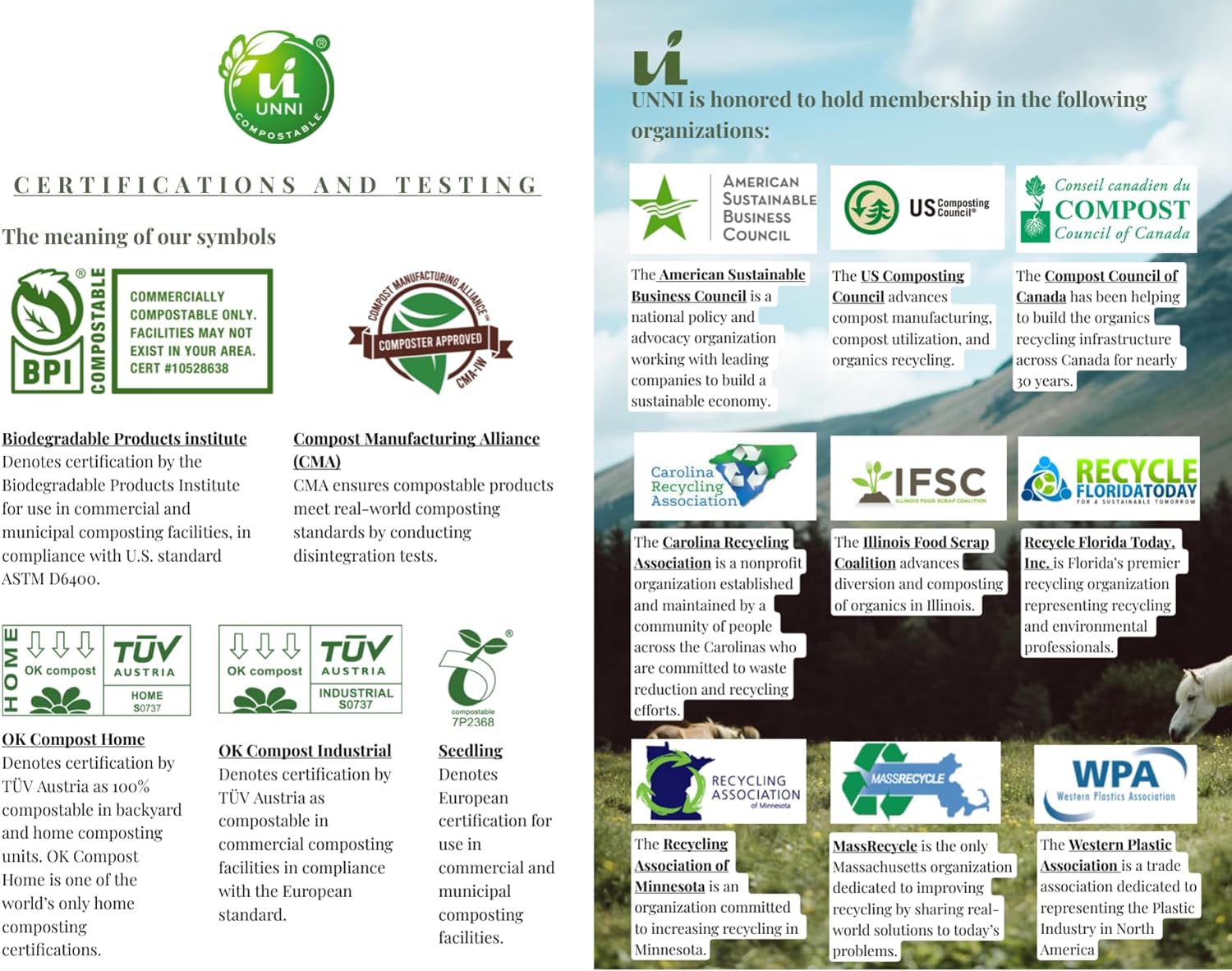 UNNI Compostable Liner Bags, 2.6 Gallon, 9.84 Liter, 100 Count, Extra Thick 0.71 Mil, Small Kitchen Food Scrap Waste Bags, ASTM D6400, US BPI, CMA & Europe OK Compost Home Certified, San Francisco