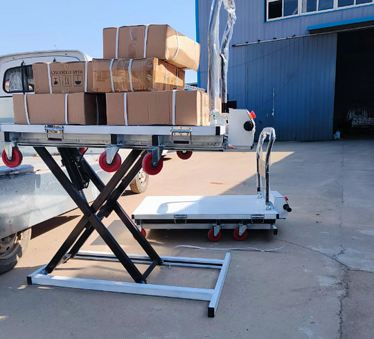 Hydraulic Mobile Lift Table Scissor Lift Cart, Electic Scissor Lift Table w/ 4 Wheels for Material Handling, Small Flat Cart for Easy Transportation