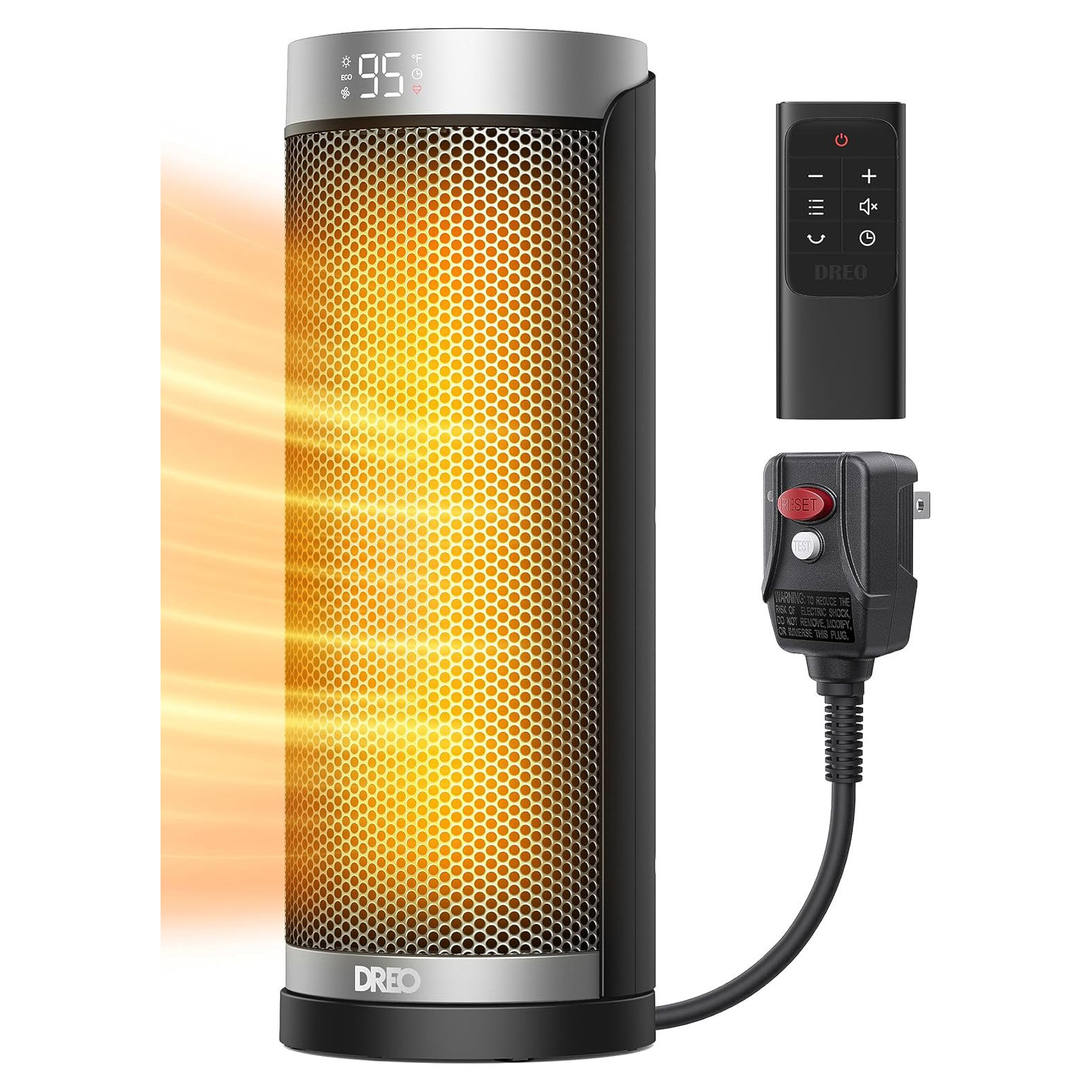 Dreo Space Heater, 1500W PTC Ceramic Heaters for Indoor Use with Remote,70° Oscillation, 1-12H Timer, Electric Heaters with Thermostat, Fast and Safe Portable Heater for Office, Bedroom, Large Room