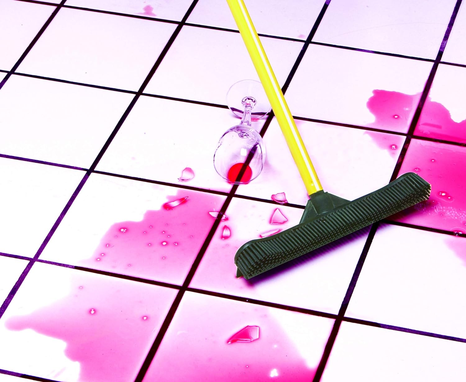 FURemover Original Indoor Pet Hair Rubber Broom with Carpet Rake and Squeegee, Black and Yellow