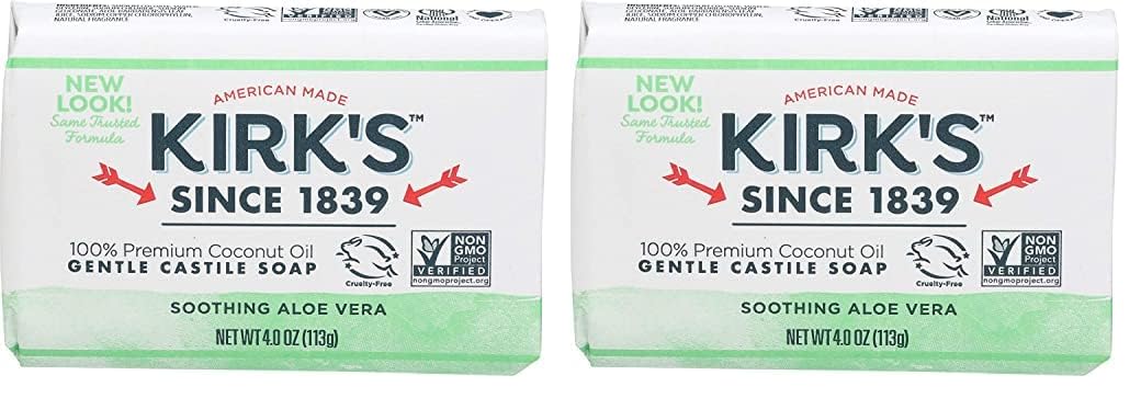 Kirk's Castile Bar Soap for Men, Women & Children - Made With Premium Coconut Oil, Sensitive Skin Formula, Vegan, Non GMO, Original Fresh Scent, 4 oz. Bars, 6 Pack