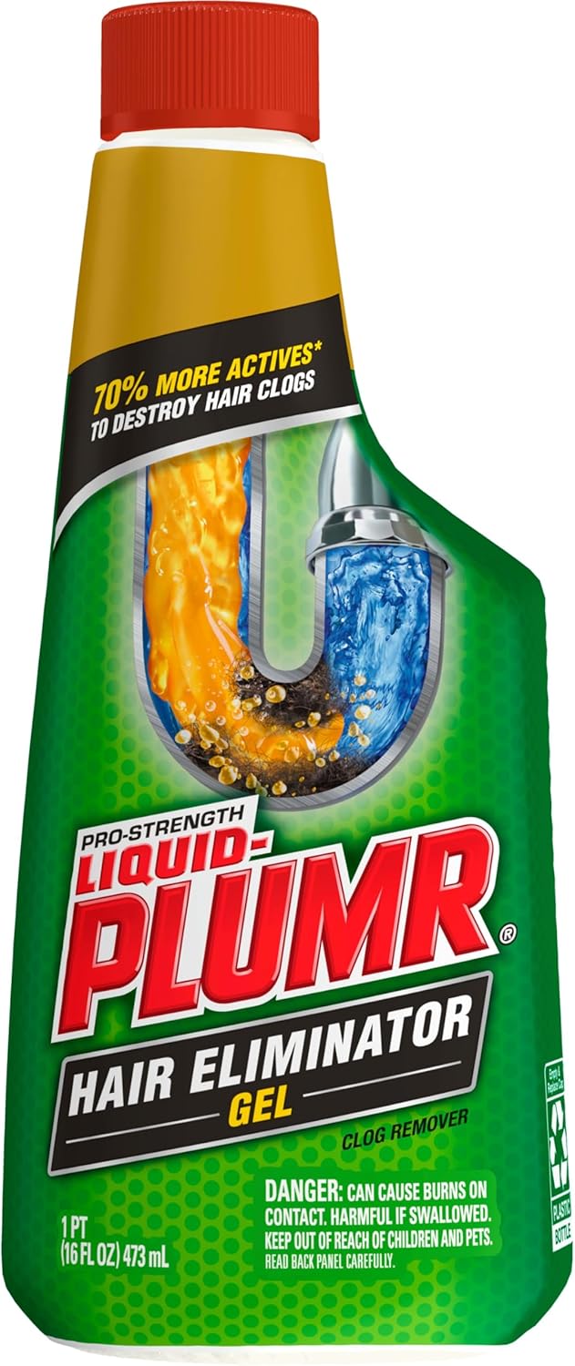 Liquid-Plumr Pro-Strength Hair Eliminator Gel Clog Remover, Hair Clog Remover and Drain Opener, Safe for All Septic Systems and Pipes, 16 fl. oz. Bottle