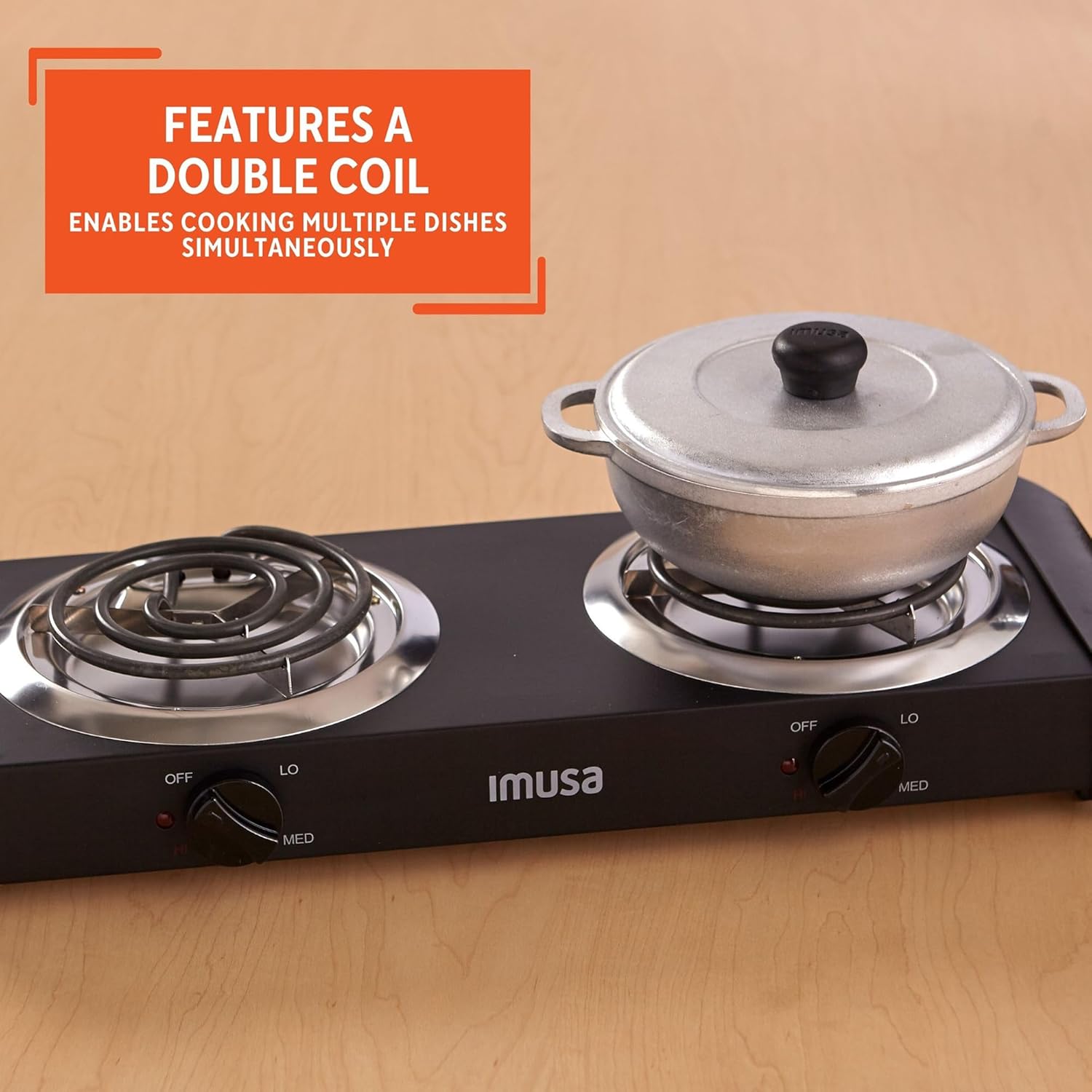 IMUSA USA GAU-80305 Electric Single Burner 1100-Watts, Black