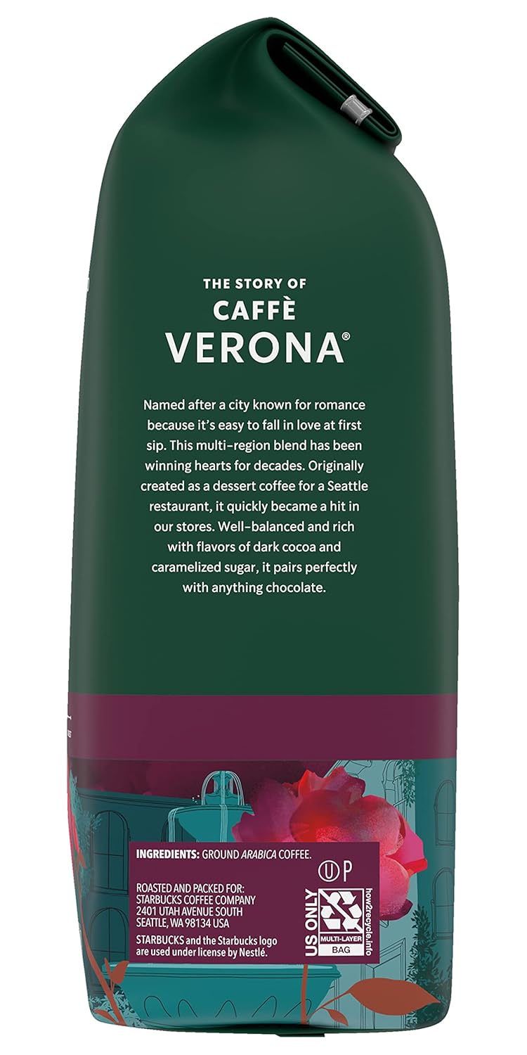 Starbucks Ground Coffee, Dark Roast Coffee, Caffè Verona, 100% Arabica, 1 bag (28 oz)