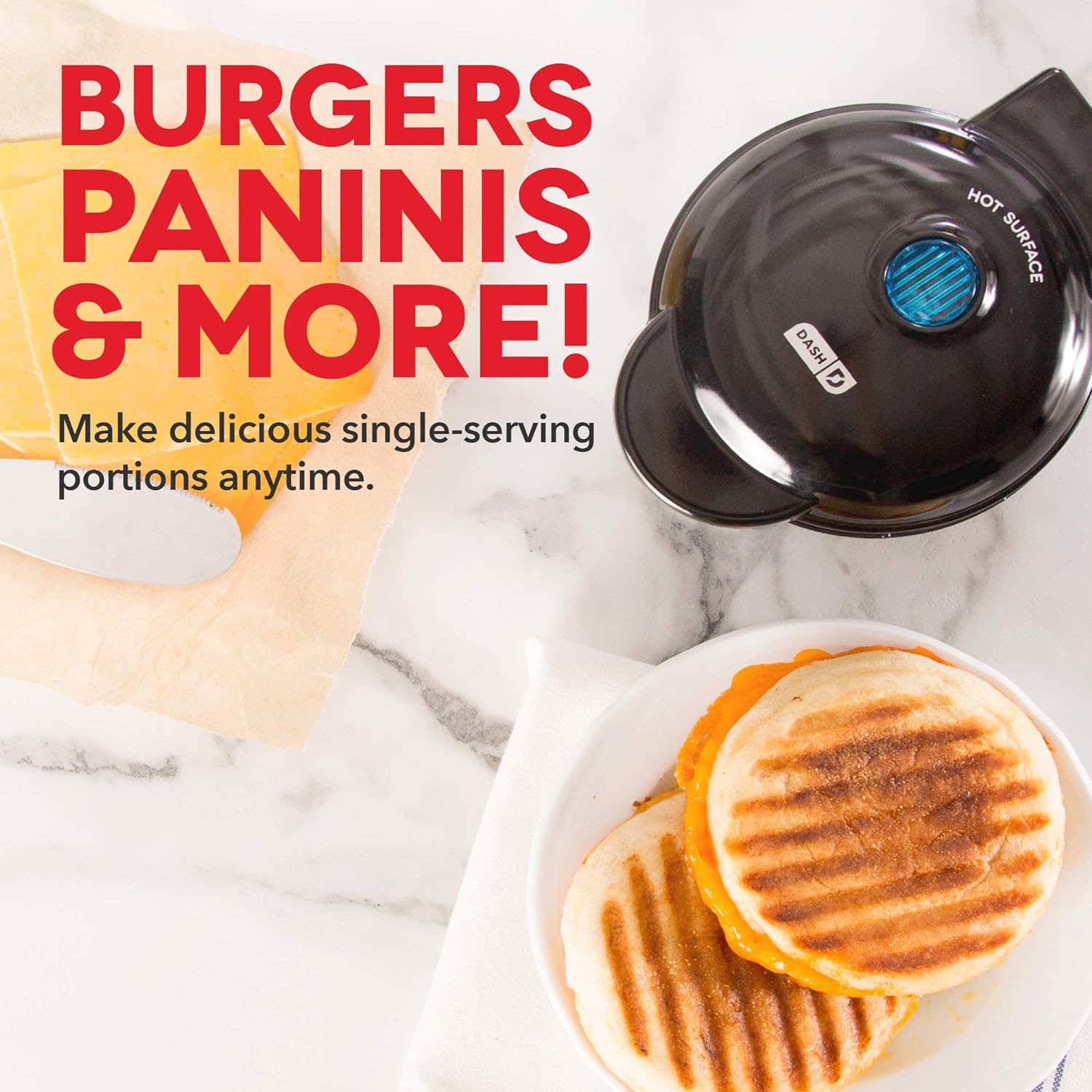 Dash Mini Maker Portable Grill Machine + Panini Press for Gourmet Burgers, Sandwiches, Chicken + Other On the Go Breakfast, Lunch, or Snacks with Recipe Guide - Aqua