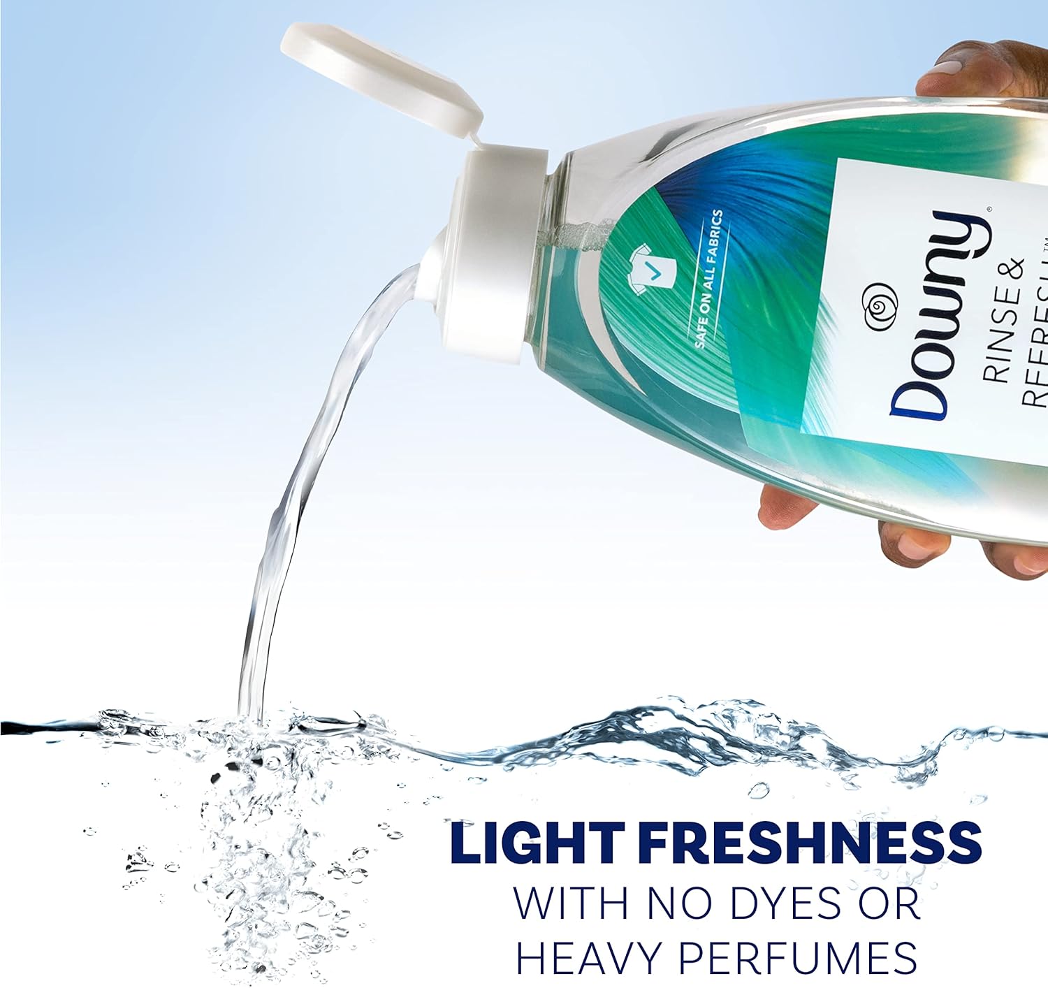 Downy Rinse & Refresh Laundry Odor Remover And Fabric Softener, Cool Cotton, 48 Fl Oz, HE Compatible Laundry Sanitizer, Safe On All Fabrics, Fabric Softener Liquid