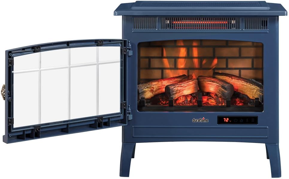 duraflame Freestanding Electric Fireplace Stove Heater with 3D Flame Effect for 1,000 Sq. Ft. Room, Black