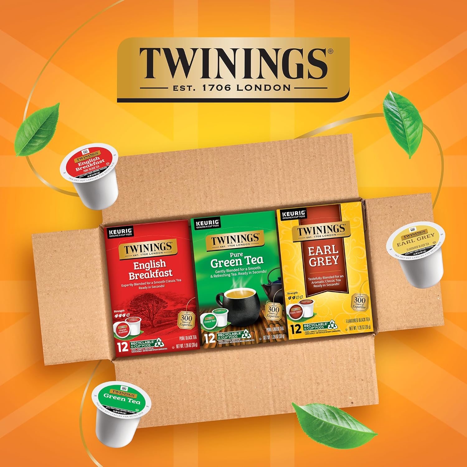 Twinings English Breakfast Black Tea K-Cup Pods for Keurig, 24 Count (Pack of 1), Smooth, Flavourful, Robust, Caffeinated, Enjoy Hot or Iced | Packaging May Vary