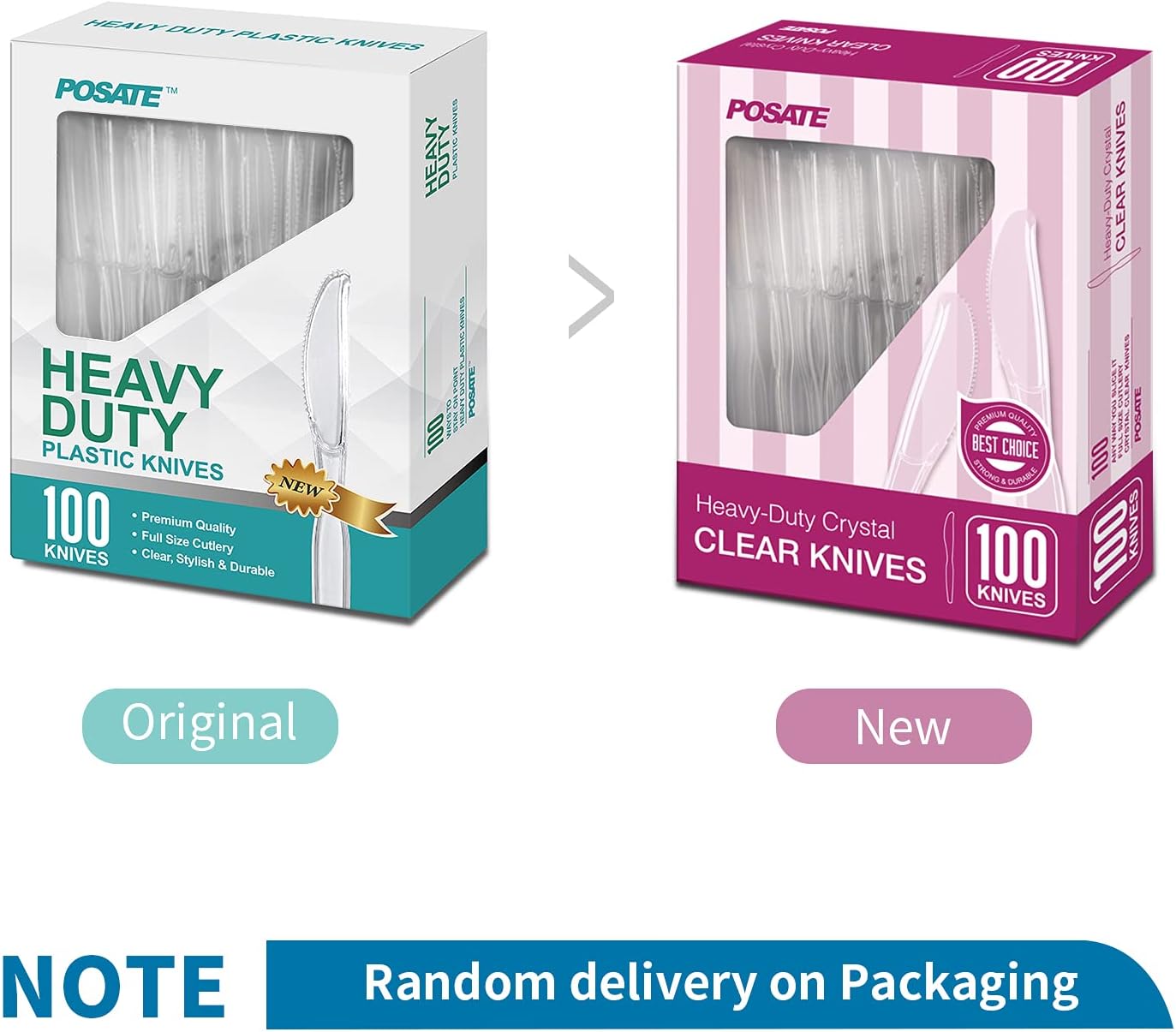 POSATE Clear Knives, Heavy-Duty Crystal (100 Knives)