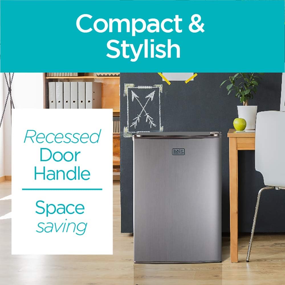 BLACK+DECKER BCRK17B Compact Refrigerator Energy Star Single Door Mini Fridge with Freezer, 1.7 Cubic Feet, Black