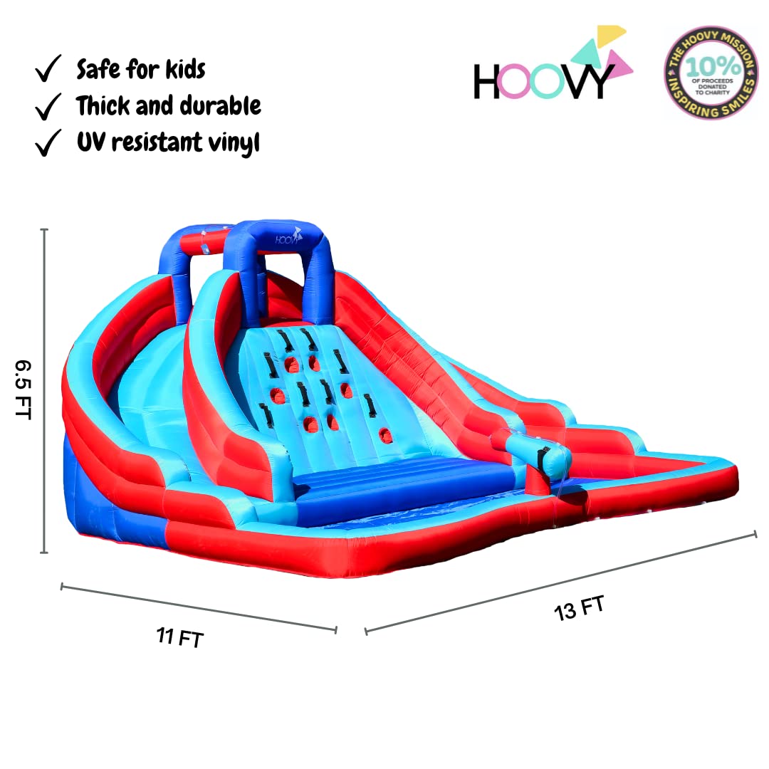 Double Water Slide with Climbing Wall 6.5x13x11 FT Inflatable Double Water Slide
