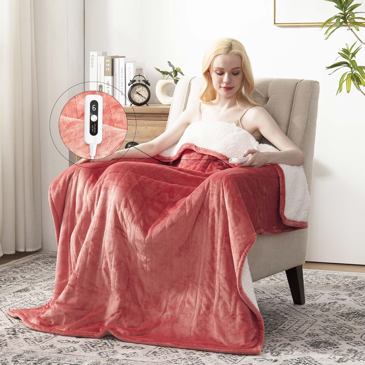 Heated Blanket Throw Size, Soft and Cozy Electric Heating Blanket for Bed, Automatic Safety System 6 Heating Levels & 4 Hours Auto-Off, 50