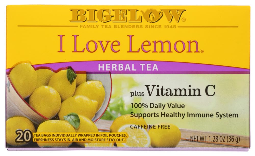 Bigelow Tea Lemon Ginger plus Probiotics Herbal Tea, Caffeine Free Tea with Lemon and Ginger, 18 Count Box (Pack of 6), 108 Total Tea Bags