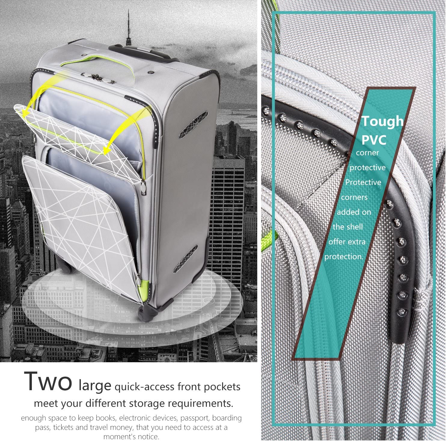 Luggage 3 Piece Set Suitcase Spinner Softshell lightweight