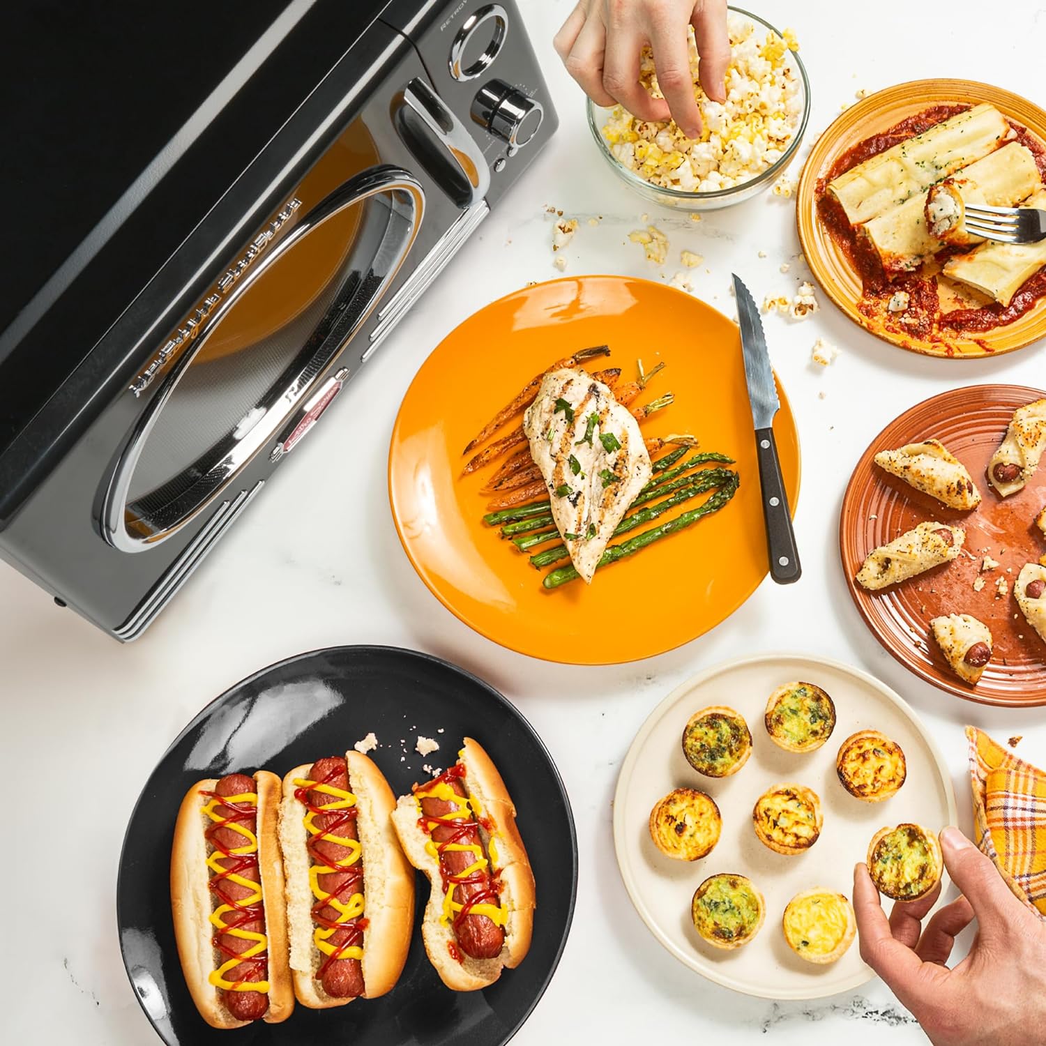 Nostalgia Retro Compact Countertop Microwave Oven - 0.7 Cu. Ft. - 700-Watts with LED Digital Display - Child Lock - Easy Clean Interior - Aqua