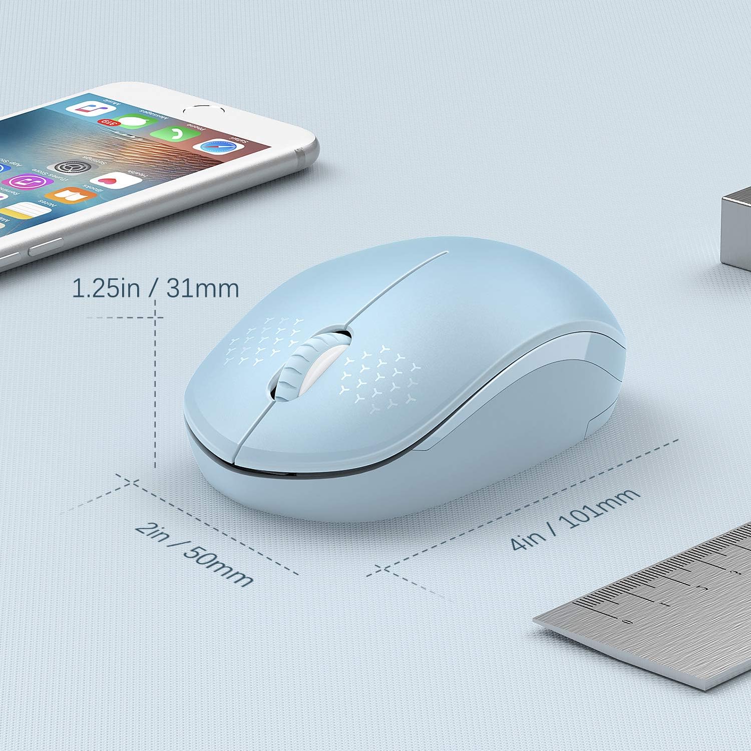 seenda Wireless Mouse, 2.4G Noiseless Mouse with USB Receiver - Portable Computer Mice for PC, Tablet, Laptop with Windows System - Mint Green