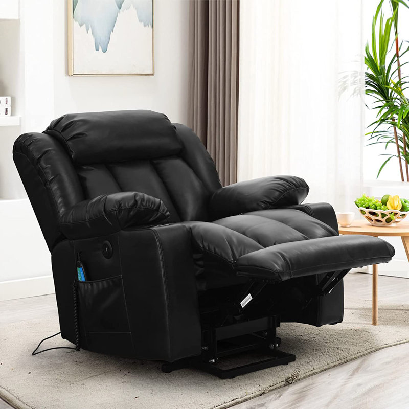 💥Clearance Sale🔥 MCombo Large Lay Flat Dual Motor Power Lift Recliner Chair Sofa with Massage and Heat, USB Ports, Cup Holders, Extended Footrest！