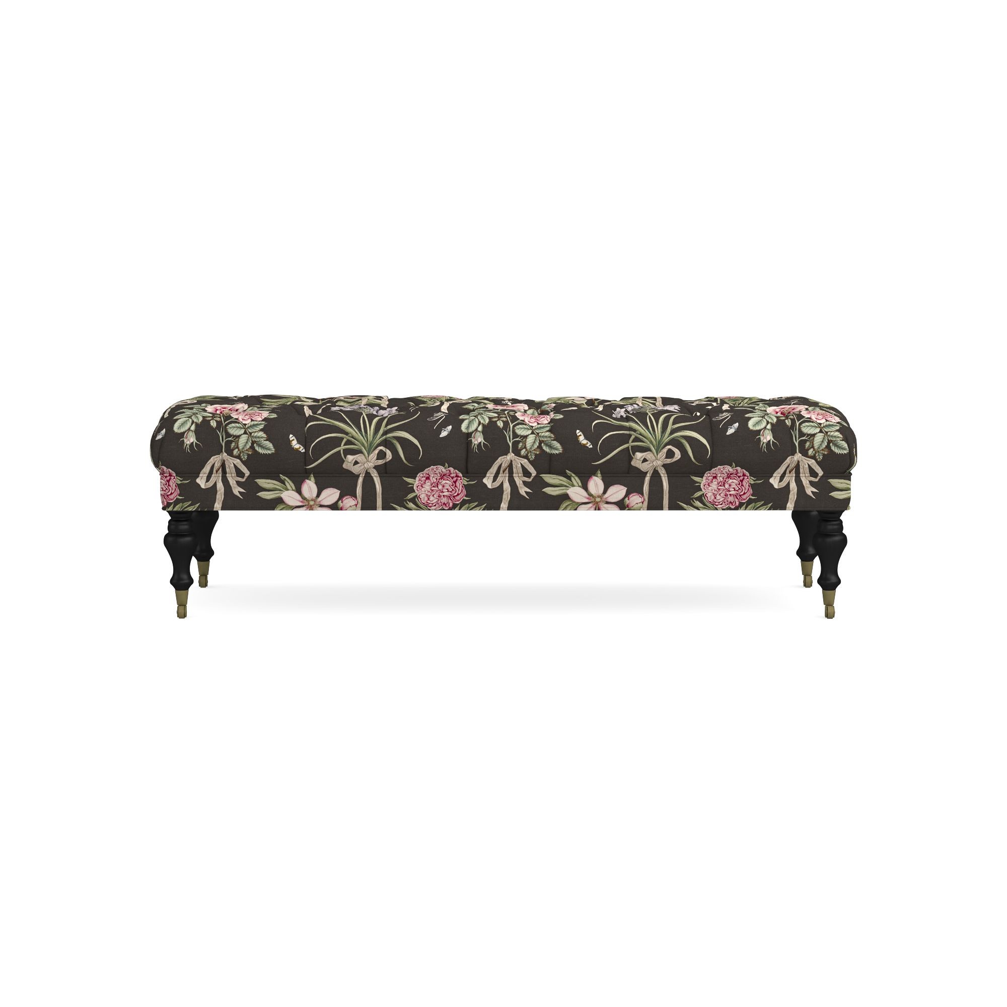 Sanderson x Giles Deacon Fairfax Bench Ottoman, Turned Leg with Tufted Top (26