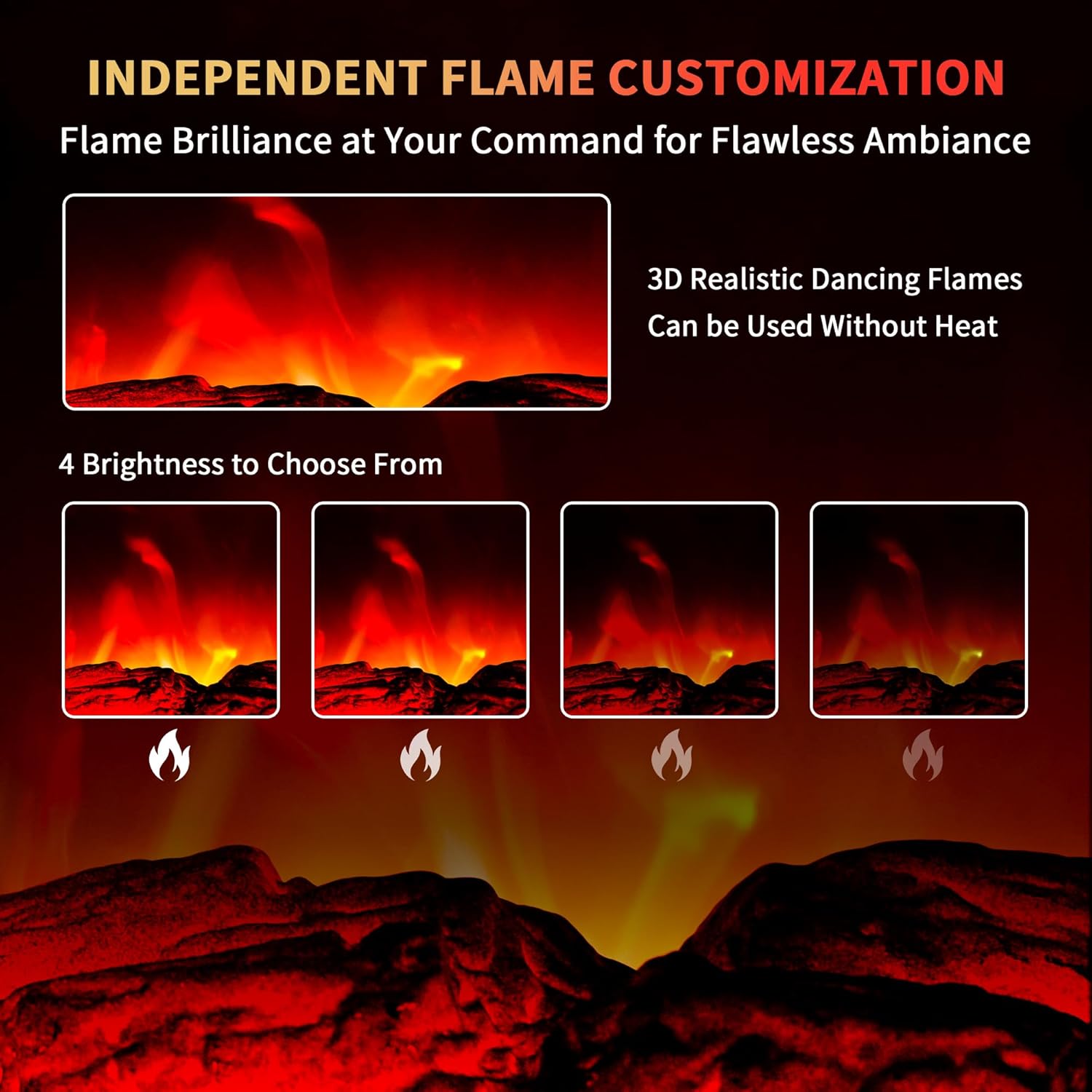 RealSmart Electric Fireplace Heater 22 in Freestanding Fireplace Stove Infrared Fireplace with 3D Flame Effect Remoted Control, Timer, Overheating Protection (Gray)