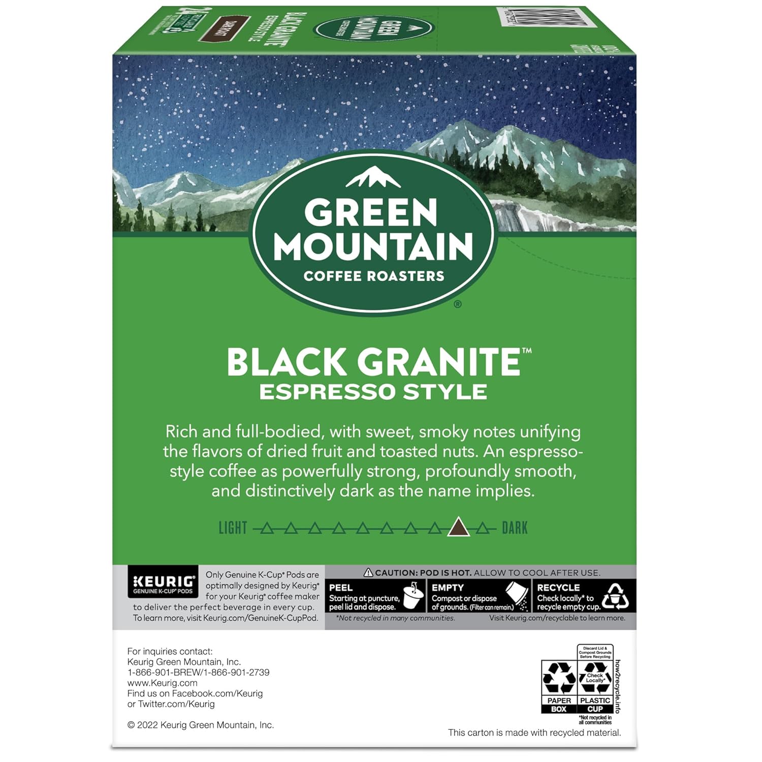 Green Mountain Coffee Roasters Dark Magic Keurig Single-Serve K-Cup Pods, Dark Roast Coffee, 72 Count (6 Packs of 12)