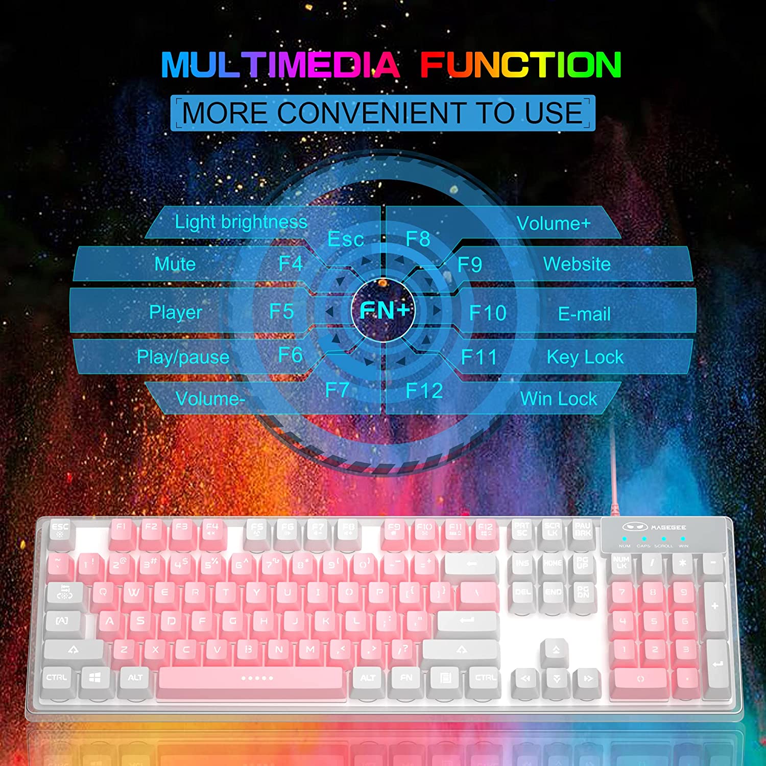 Gaming Keyboard and Mouse Combo, K1 RGB LED Backlit Keyboard with 104 Key Computer PC Gaming Keyboard for PC/Laptop(White)