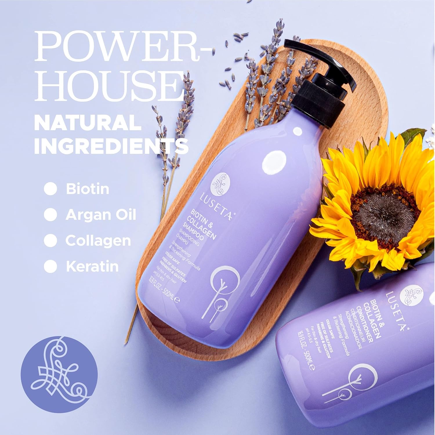 Luseta Biotin Shampoo and Conditioner for HairGrowth - Thickening Shampoo for Thinning Hair andHair Loss - Infused with Argan Oil to Repair DamagedDry Hair - Sulfate Free Paraben Free-2 x 16.9 fl oz