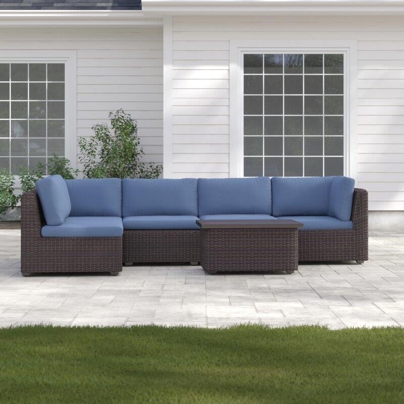 Fernando Wicker/Rattan 5 - Person Seating Group with Cushions