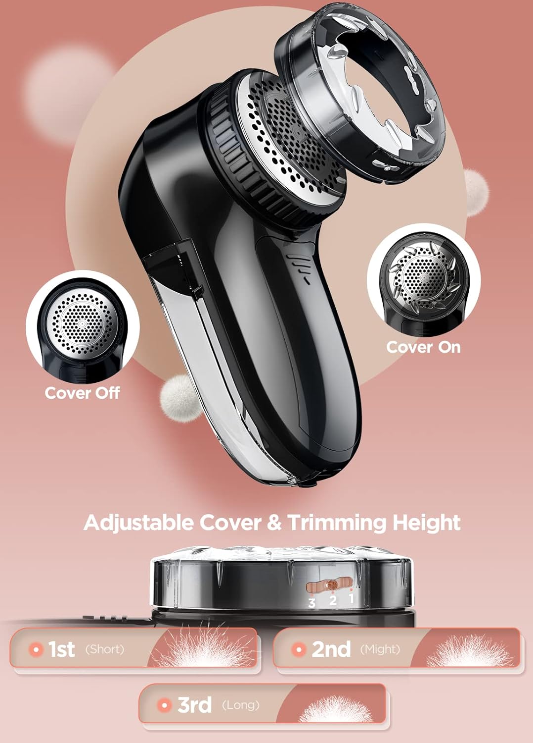 Bymore Fabric Shaver, Lint Remover, Lint Shaver Defuzzer Sweater Shaver for Clothes and Furniture AC Adapter or Battery Operated Pill Fuzz Remover