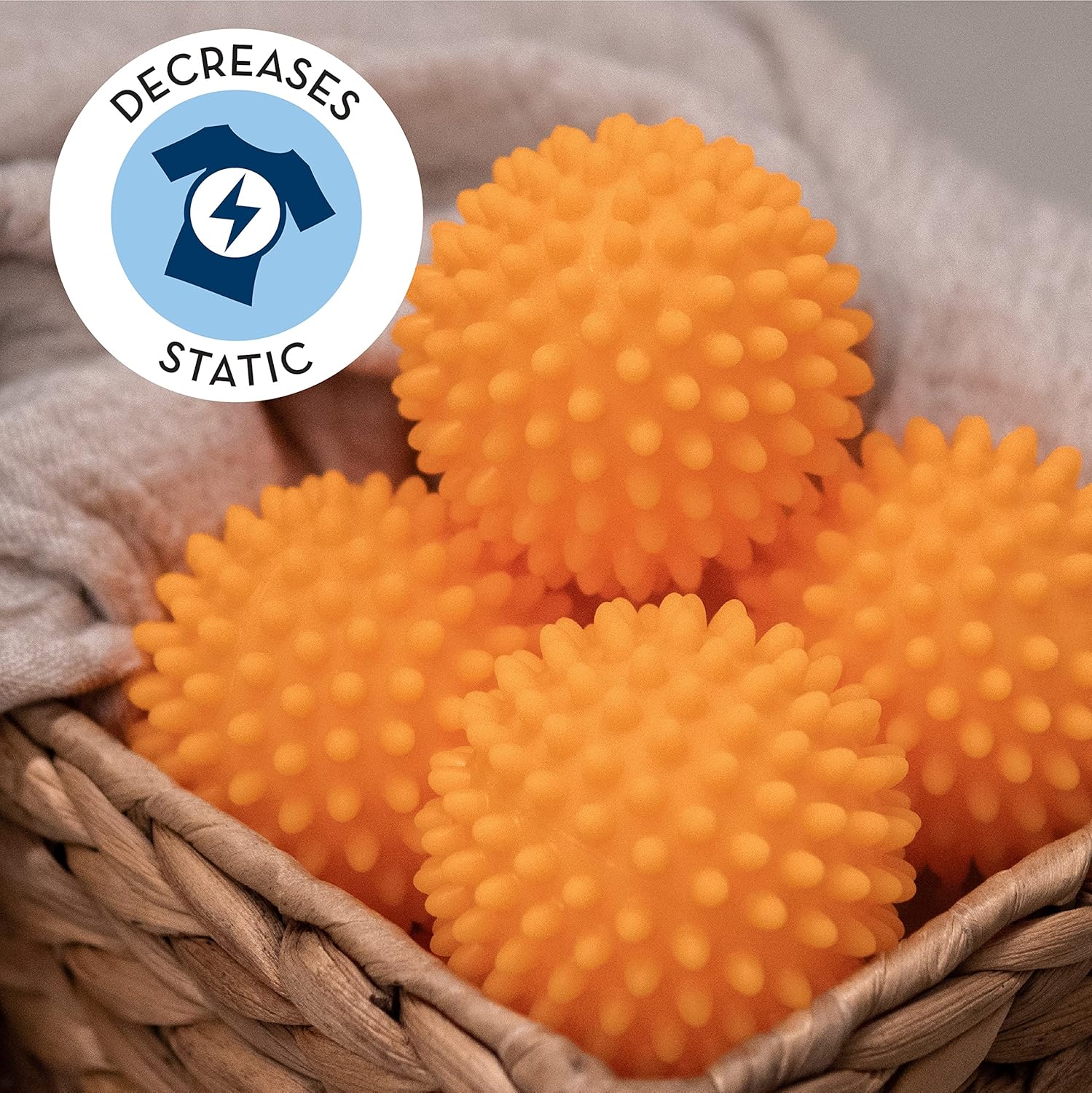 S&T INC. Reusable Dryer Balls, Fabric Softener for Laundry, Blue, 2.5 in, 6 Pack