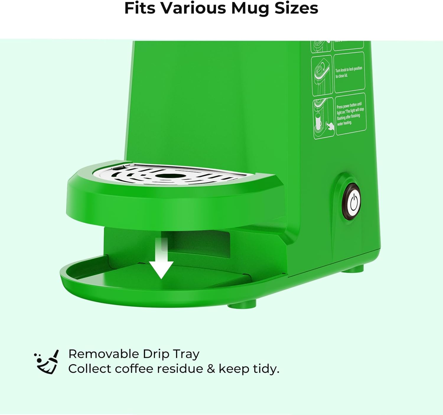 CHULUX Single Serve Coffee Maker for K Capsule and Ground Coffee, Single Cup Coffee Machine, Black