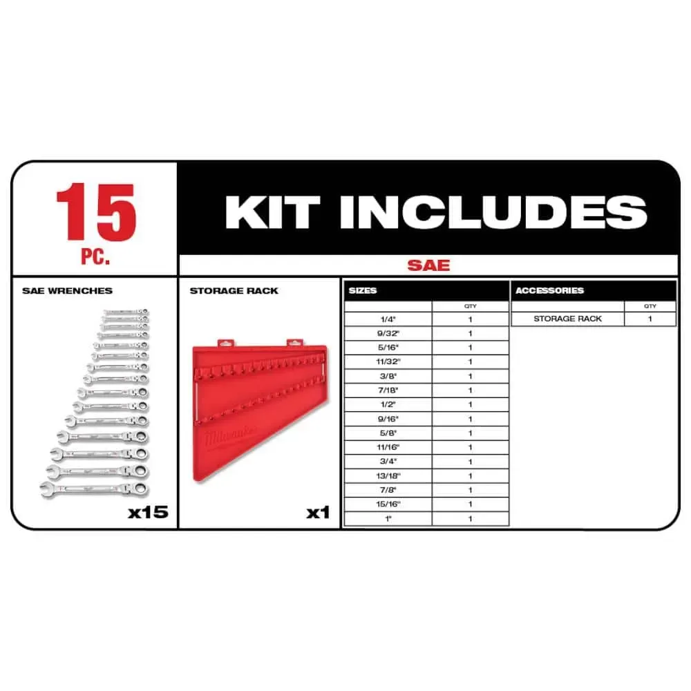 144-Position Flex-Head Ratcheting Combination Wrench Set SAE and METRIC (30-Piece)