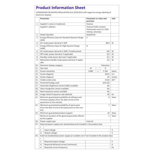 【2025 Best Choice + Free Shipping】Hisense 65 Inch 4K Smart UHD HDR LED Freely TV [Energy Class E] – Dolby Vision, Game Mode PLUS with 60Hz VRR ALLM, Smooth Motion, AI Sports Mode, Vidaa OS with Freely, Youtube, Netflix and Disney+ & Now TV 65E6NTUK(2