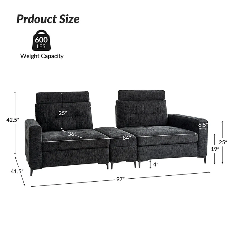 Constantin Modern Storage Button-Tufted Sectional Sofa with Adjustable Backrest
