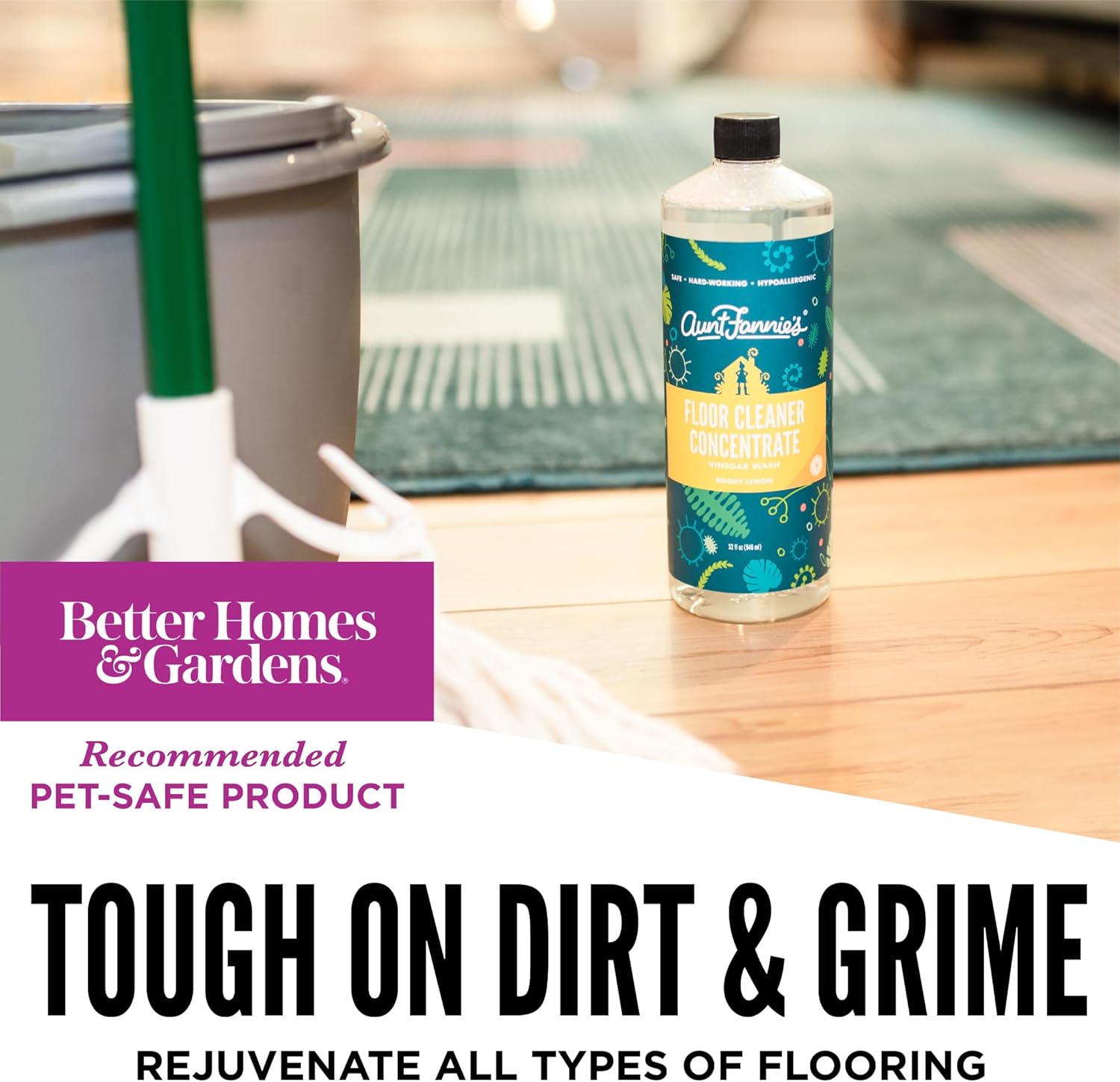 Aunt Fannie's Ultra Concentrated Floor Cleaner Vinegar Wash, Multi-Surface Floor Cleaner For Mopping, Makes 16 Gallons, Eucalyptus Scent, 32 oz. (Pack of 1), Packaging May Vary