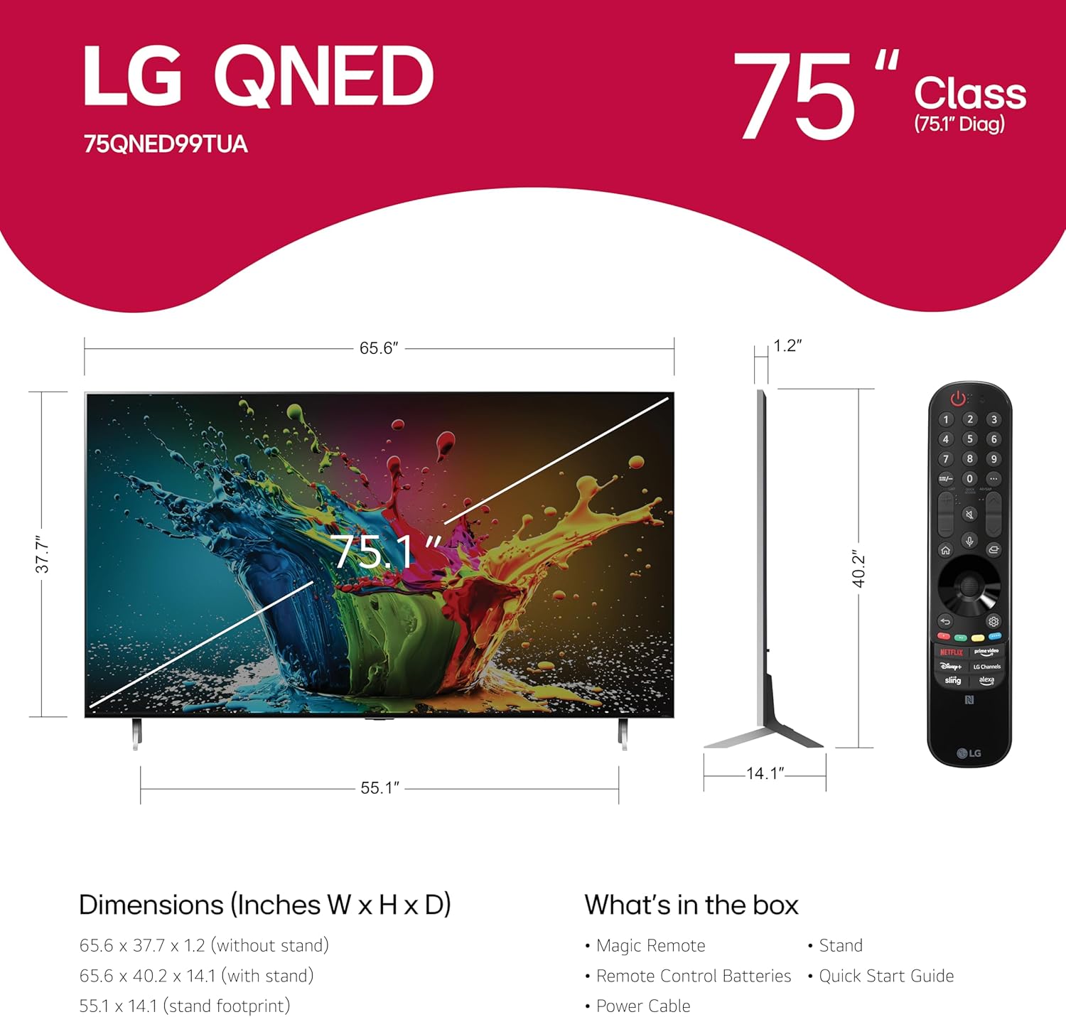 LG 75-Inch Class QNED99T Series Mini LED Smart TV 8K Processor Flat Screen with Magic Remote AI-Powered with Alexa Built-in (75QNED99TUA, 2024)