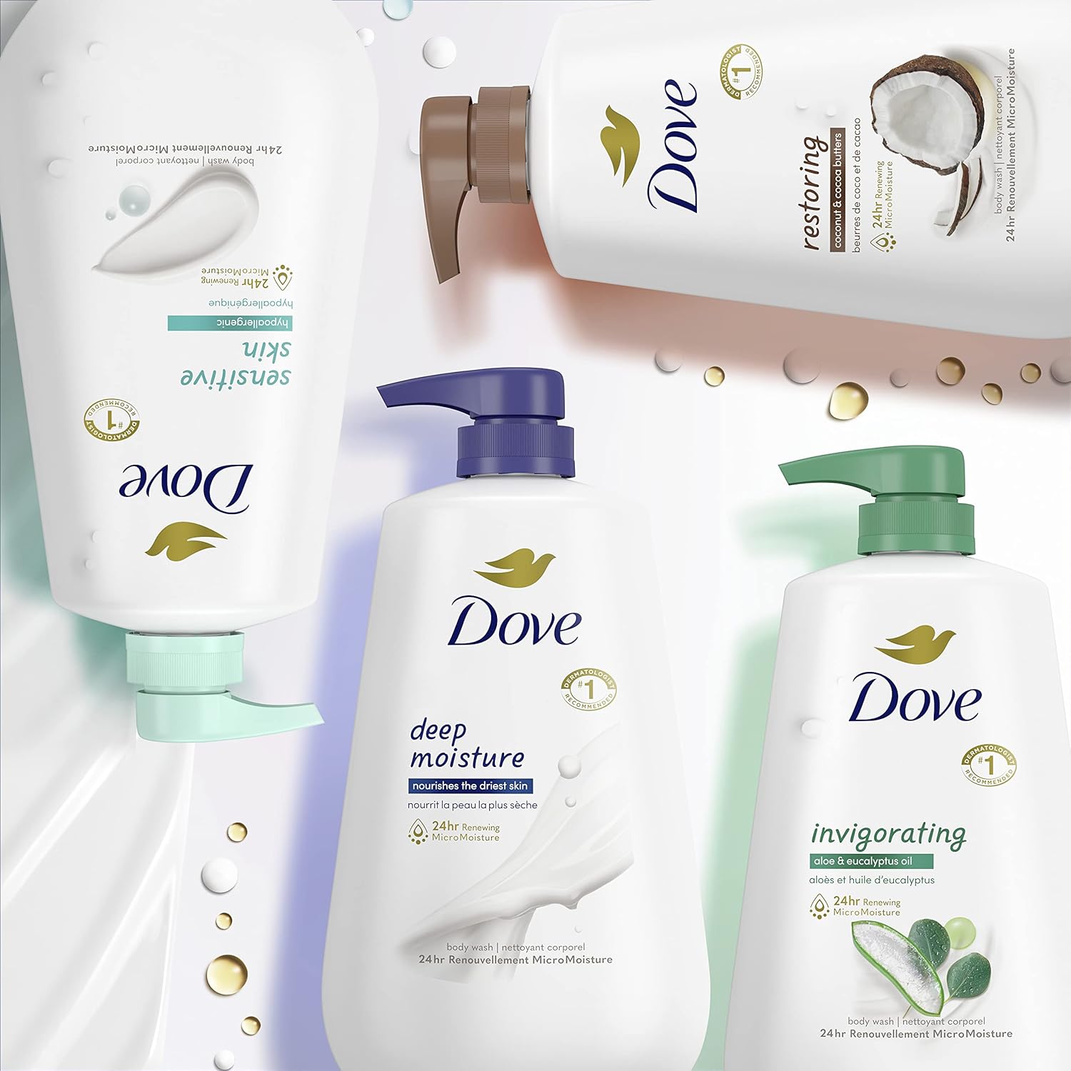 Dove Body Wash with Pump Deep Moisture For Dry Skin Moisturizing Skin Cleanser with 24hr Renewing MicroMoisture Nourishes The Driest Skin 30.6 oz